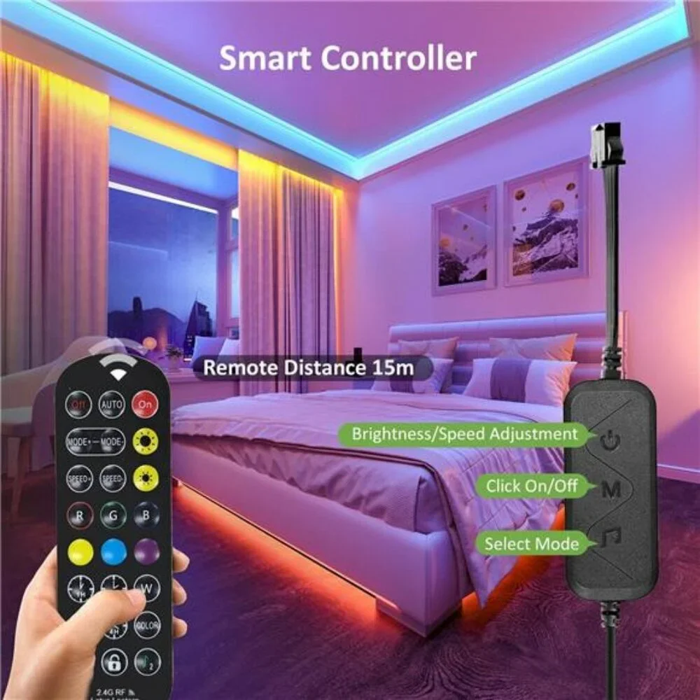 RGB LED Strip Lights 20ft Music Sync Color Changing App Control for Room Kitchen